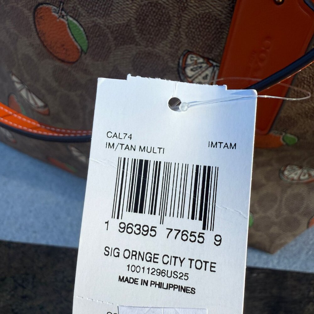 coach City Tote Bag In Signature Canvas With Orange Print cal74 - Picture 6 of 6